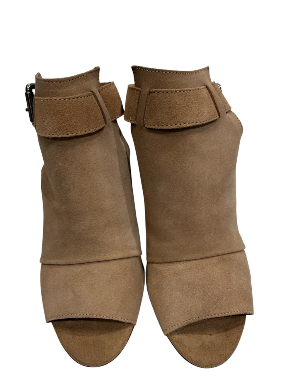 Women’s Taupe Suede Open-Toe Ankle Mules